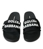Dolce & Gabbana Black Neoprene Slides Flats Beachwear Shoes