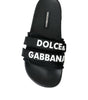 Dolce & Gabbana Black Neoprene Slides Flats Beachwear Shoes