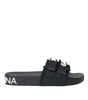 Dolce & Gabbana Black Neoprene Slides Flats Beachwear Shoes