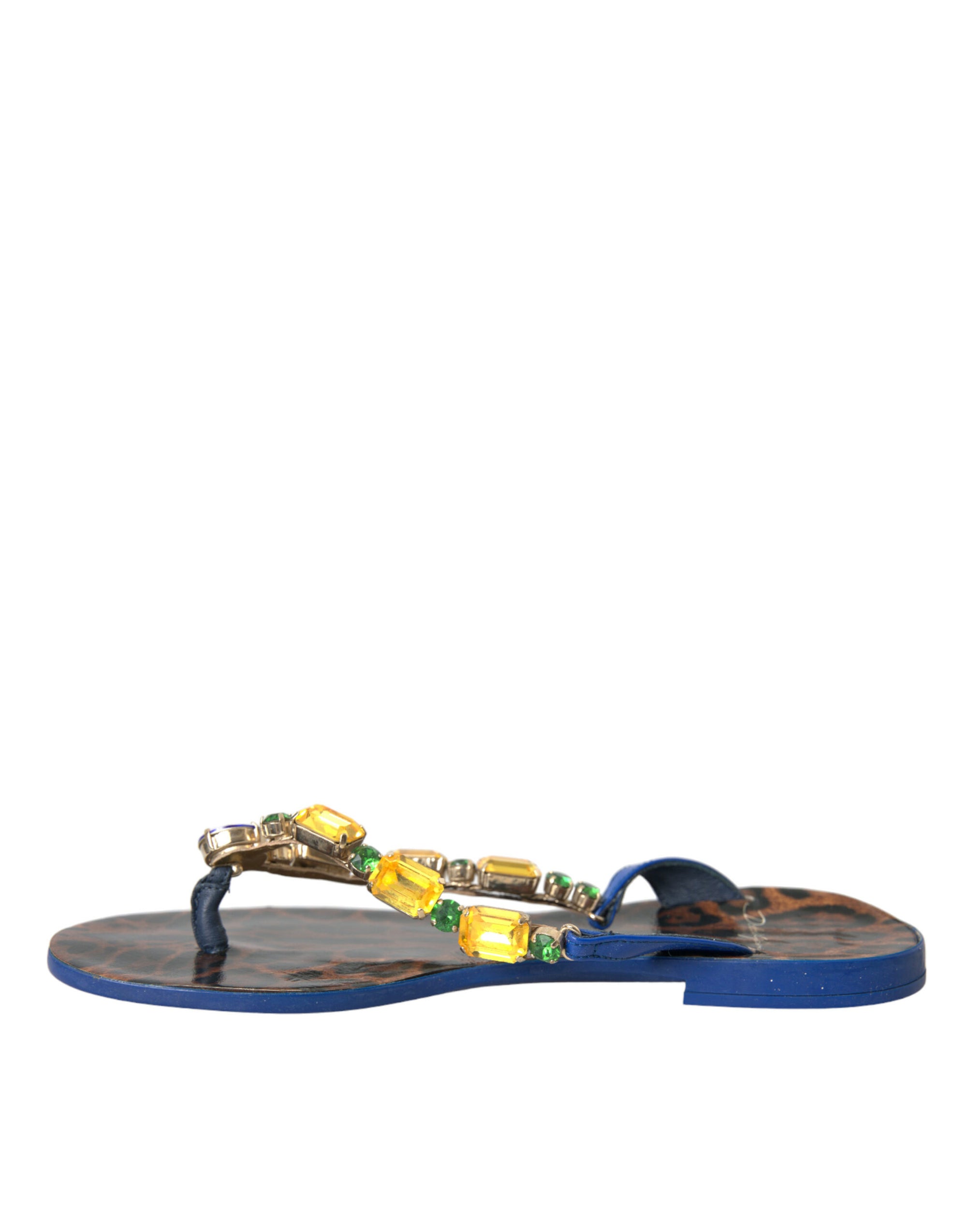 Chaussures de plage Dolce &amp; Gabbana en cuir de veau bleu cristal