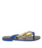 Chaussures de plage Dolce &amp; Gabbana en cuir de veau bleu cristal