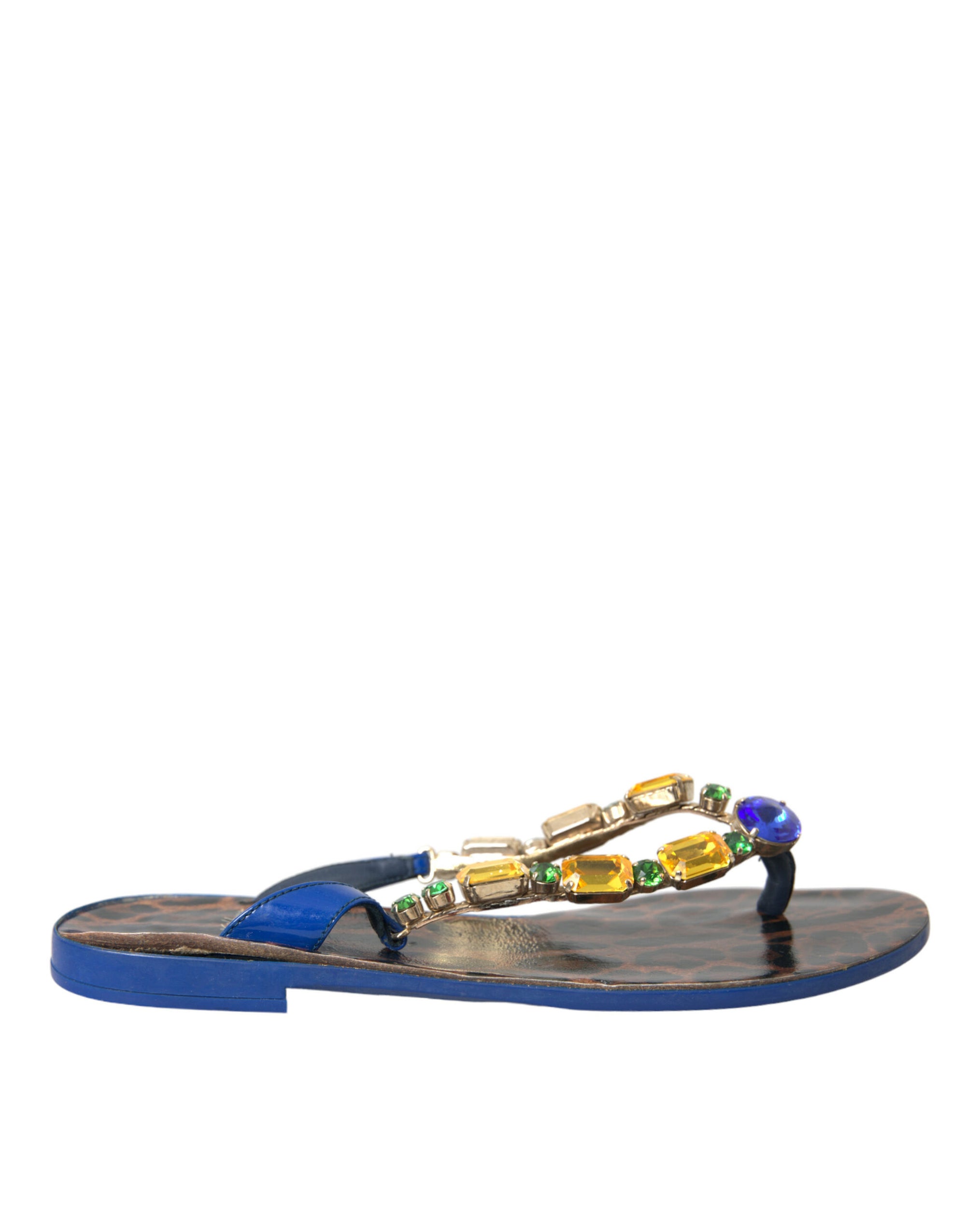 Chaussures de plage Dolce &amp; Gabbana en cuir de veau bleu cristal