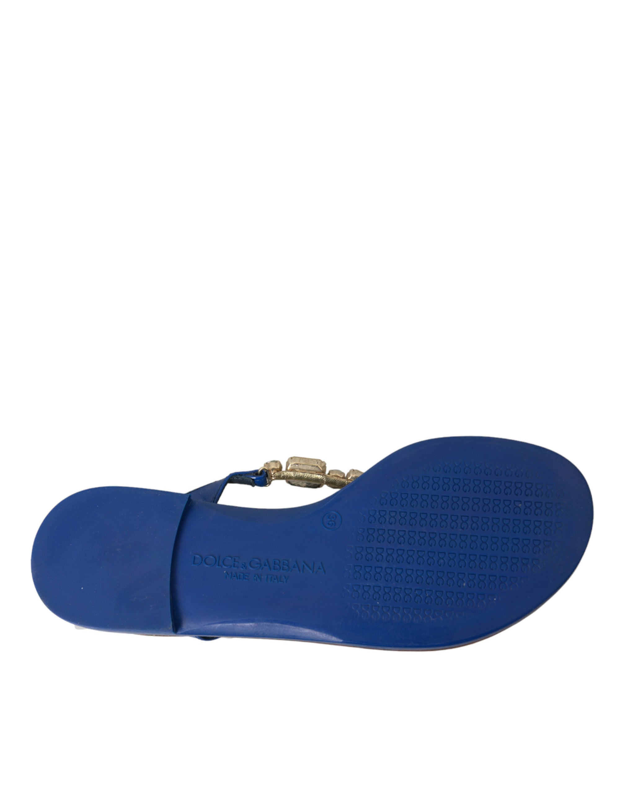 Chaussures de plage Dolce &amp; Gabbana en cuir de veau bleu cristal