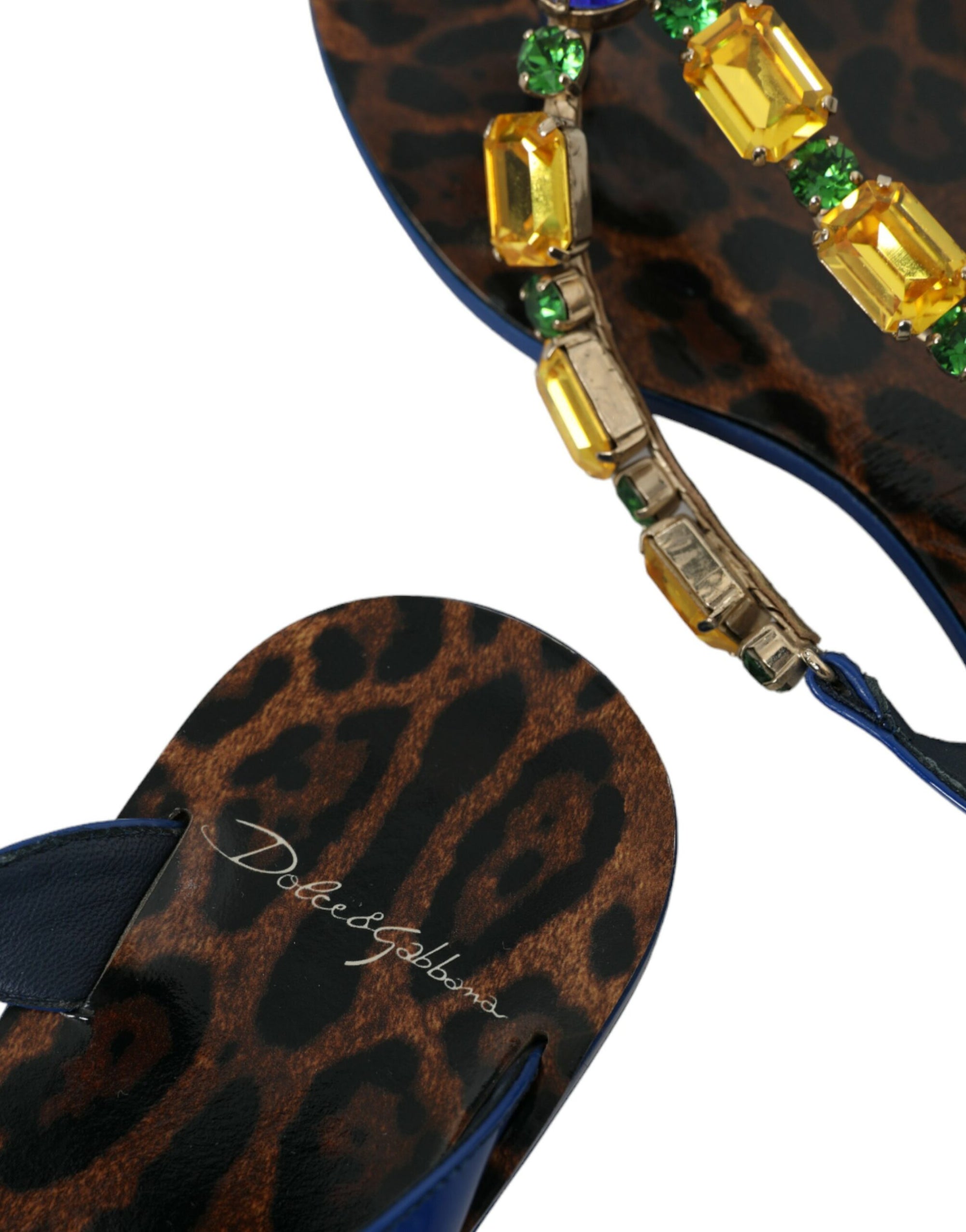Chaussures de plage Dolce &amp; Gabbana en cuir de veau bleu cristal