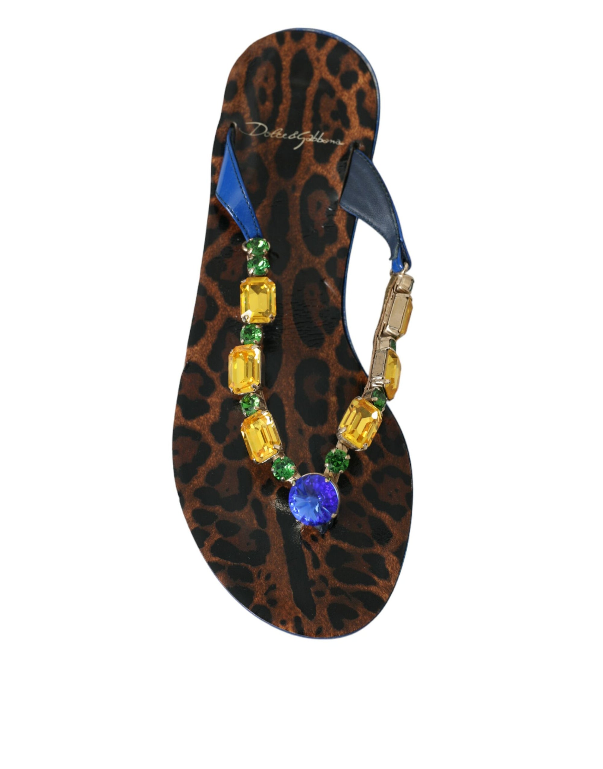 Chaussures de plage Dolce &amp; Gabbana en cuir de veau bleu cristal