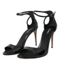 Dolce & Gabbana Black KEIRA Leather Heels Sandals Shoes