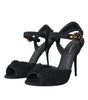 Dolce & Gabbana Black Suede Embellished Heels Sandals Shoes