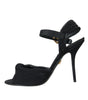 Dolce & Gabbana Black Suede Embellished Heels Sandals Shoes