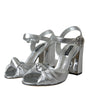Dolce & Gabbana Silver Lambskin Leather Heels Sandals Shoes