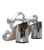 Dolce & Gabbana Silver Lambskin Leather Heels Sandals Shoes
