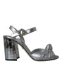 Dolce & Gabbana Silver Lambskin Leather Heels Sandals Shoes