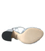 Dolce & Gabbana Silver Lambskin Leather Heels Sandals Shoes