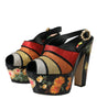 Sandales à plateforme en cristal floral multicolore Dolce &amp; Gabbana