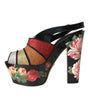 Sandales à plateforme en cristal floral multicolore Dolce &amp; Gabbana
