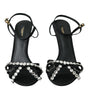 Sandales à talons en viscose noire avec nœud en cristal Dolce &amp; Gabbana