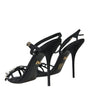 Sandales à talons en viscose noire avec nœud en cristal Dolce &amp; Gabbana