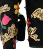 Sandales à talons et bride cheville à fleurs noires Dolce &amp; Gabbana