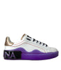 Dolce & Gabbana White Leather Portofino Low Top Sneakers Shoes