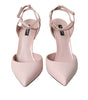 Dolce & Gabbana Pink Leather Ankle Strap Heels Pumps Shoes