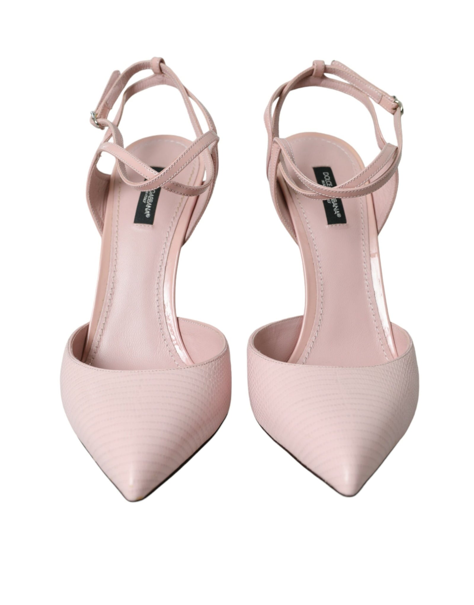 Escarpins à talons et bride cheville en cuir rose Dolce & Gabbana