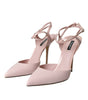 Dolce & Gabbana Pink Leather Ankle Strap Heels Pumps Shoes