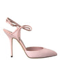 Dolce & Gabbana Pink Leather Ankle Strap Heels Pumps Shoes