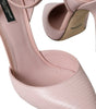 Dolce & Gabbana Pink Leather Ankle Strap Heels Pumps Shoes