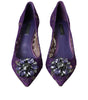 Dolce & Gabbana Purple Taormina Lace Crystal Heel Pumps Shoes