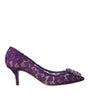 Dolce & Gabbana Purple Taormina Lace Crystal Heel Pumps Shoes