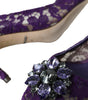 Dolce & Gabbana Purple Taormina Lace Crystal Heel Pumps Shoes