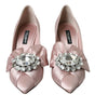 Dolce & Gabbana Pink Satin Crystal High Heels Pumps Shoes