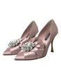 Dolce & Gabbana Pink Satin Crystal High Heels Pumps Shoes