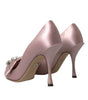 Dolce & Gabbana Pink Satin Crystal High Heels Pumps Shoes