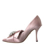 Dolce & Gabbana Pink Satin Crystal High Heels Pumps Shoes