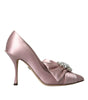 Dolce & Gabbana Pink Satin Crystal High Heels Pumps Shoes