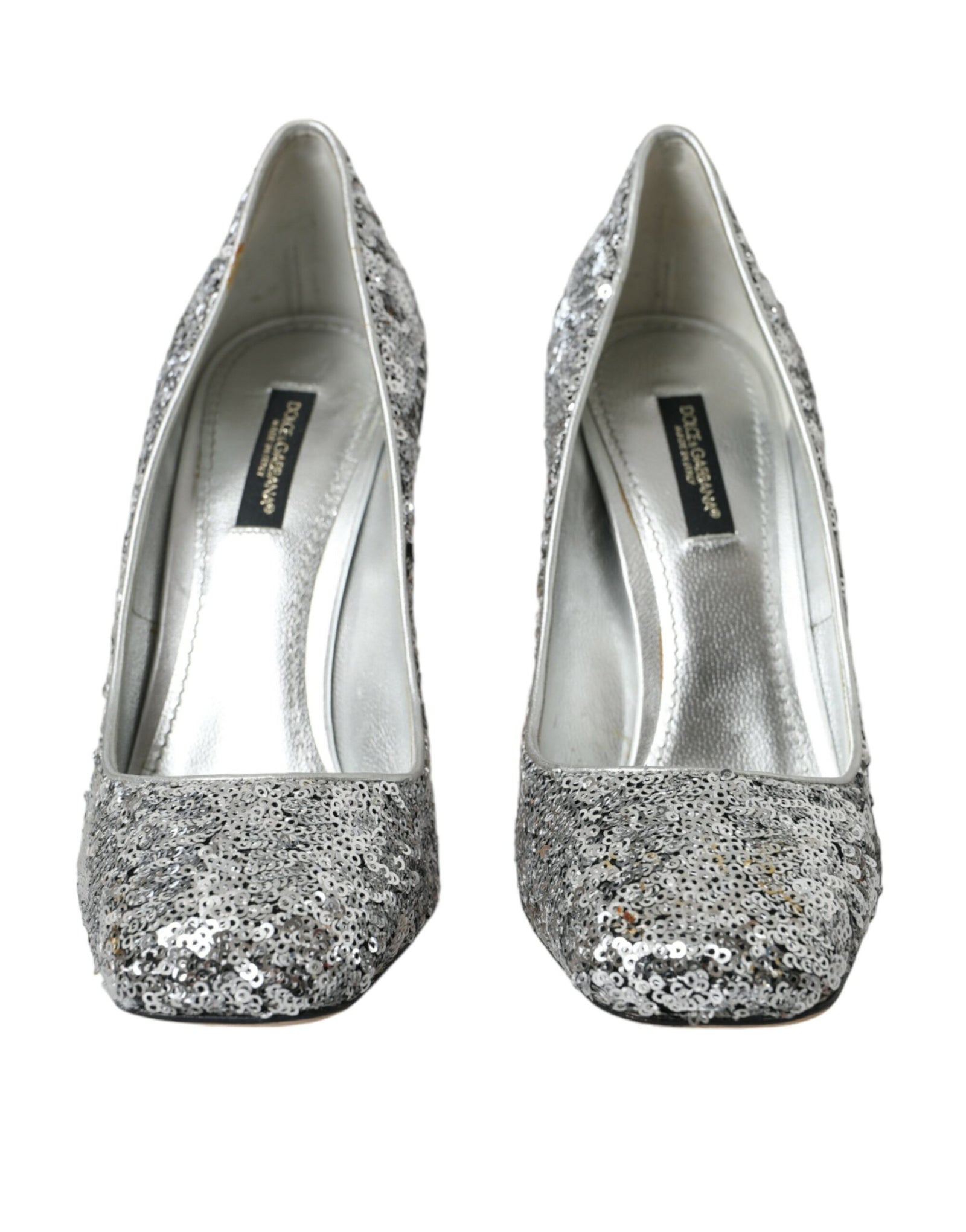 Escarpins à talons ornés de sequins argentés Dolce & Gabbana