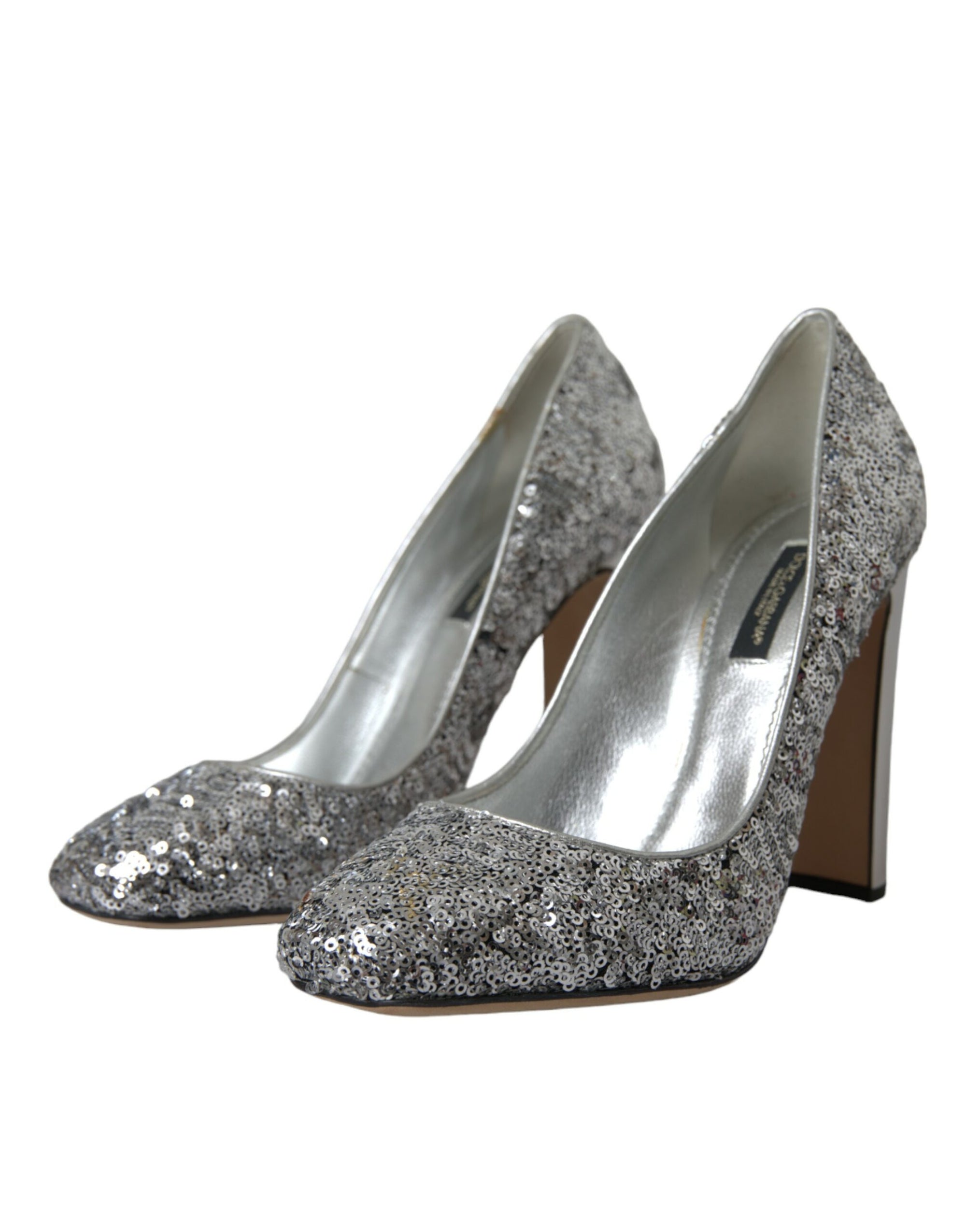 Escarpins à talons ornés de sequins argentés Dolce & Gabbana