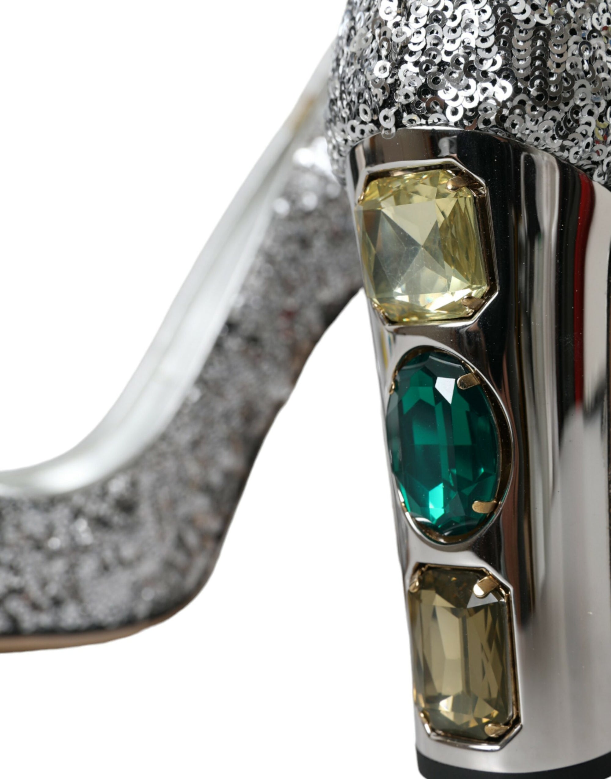 Escarpins à talons ornés de sequins argentés Dolce & Gabbana