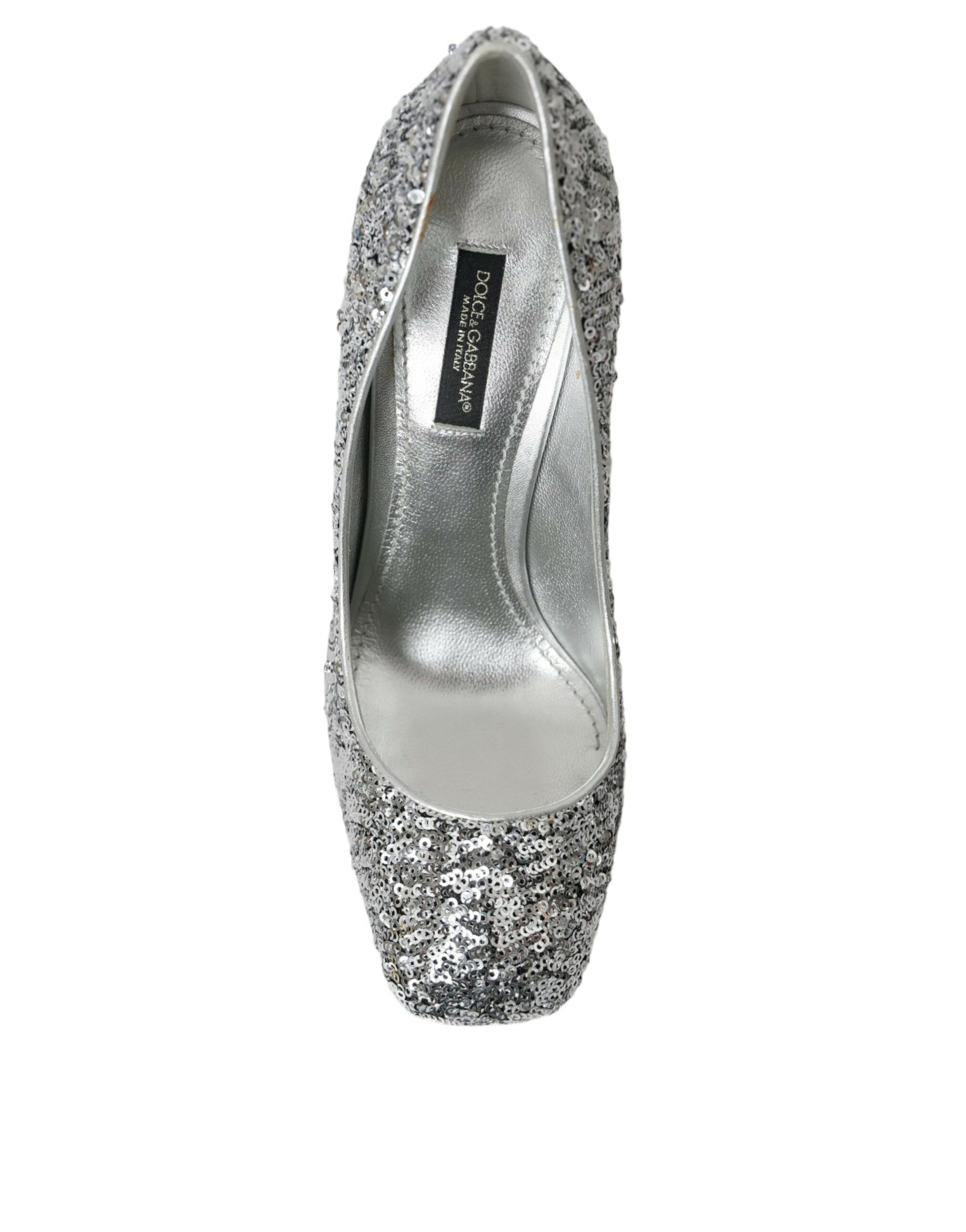 Escarpins à talons ornés de sequins argentés Dolce & Gabbana