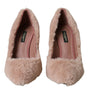 Dolce & Gabbana Light Pink Faux Fur Heels Pumps Shoes