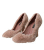 Dolce & Gabbana Light Pink Faux Fur Heels Pumps Shoes
