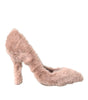 Dolce & Gabbana Light Pink Faux Fur Heels Pumps Shoes