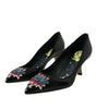Dolce & Gabbana Black Leather BOOM Patch Heels Pumps Shoes