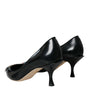 Dolce & Gabbana Black Leather BOOM Patch Heels Pumps Shoes