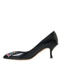 Dolce & Gabbana Black Leather BOOM Patch Heels Pumps Shoes