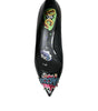 Dolce & Gabbana Black Leather BOOM Patch Heels Pumps Shoes