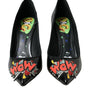 Dolce & Gabbana Black Leather WOW Patch Heels Pumps Shoes