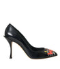 Dolce & Gabbana Black Leather WOW Patch Heels Pumps Shoes