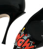 Dolce & Gabbana Black Leather WOW Patch Heels Pumps Shoes