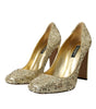 Dolce & Gabbana Gold Sequin Crystal Heels Pumps Shoes